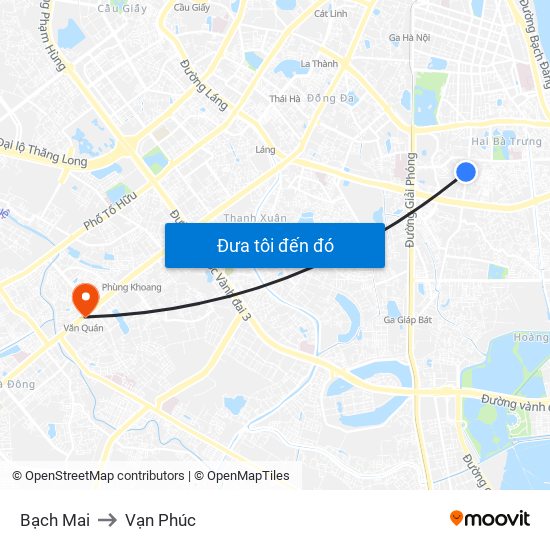 Bạch Mai to Vạn Phúc map