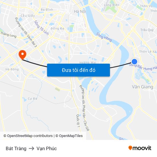 Bát Tràng to Vạn Phúc map