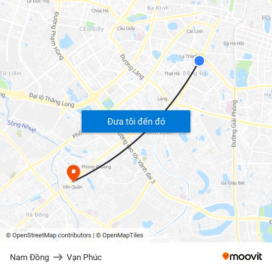 Nam Đồng to Vạn Phúc map