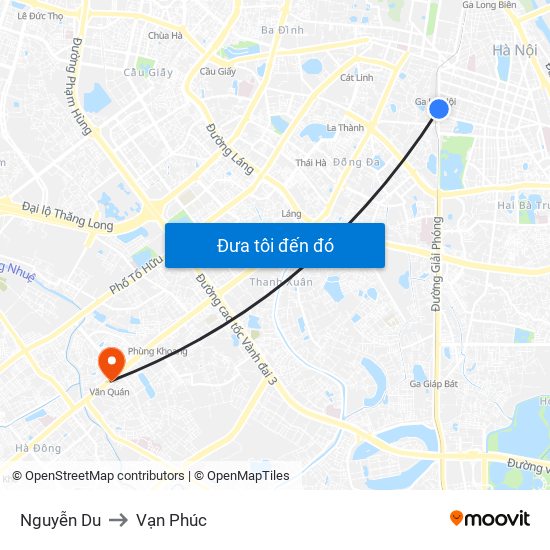 Nguyễn Du to Vạn Phúc map