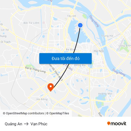 Quảng An to Vạn Phúc map