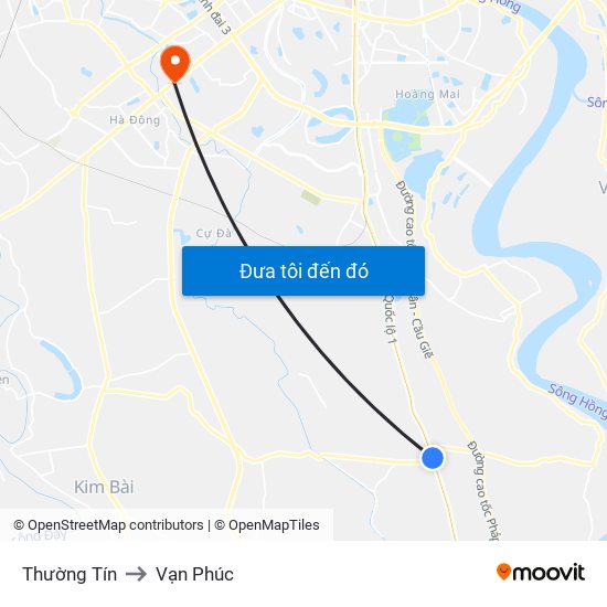 Thường Tín to Vạn Phúc map