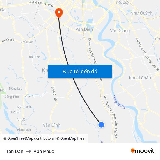 Tân Dân to Vạn Phúc map