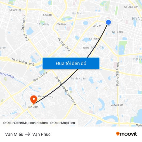 Văn Miếu to Vạn Phúc map