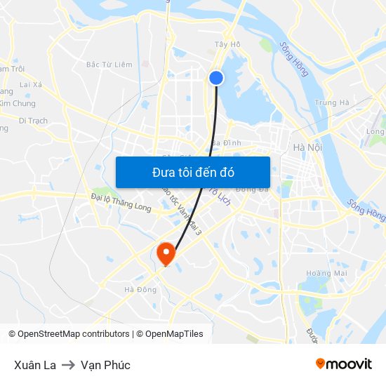 Xuân La to Vạn Phúc map