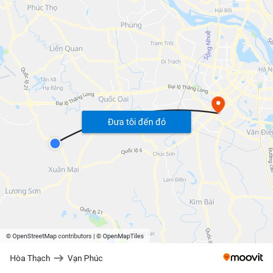 Hòa Thạch to Vạn Phúc map