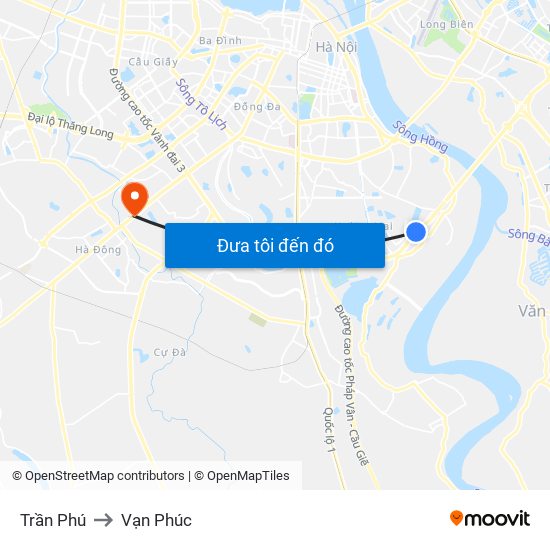 Trần Phú to Vạn Phúc map