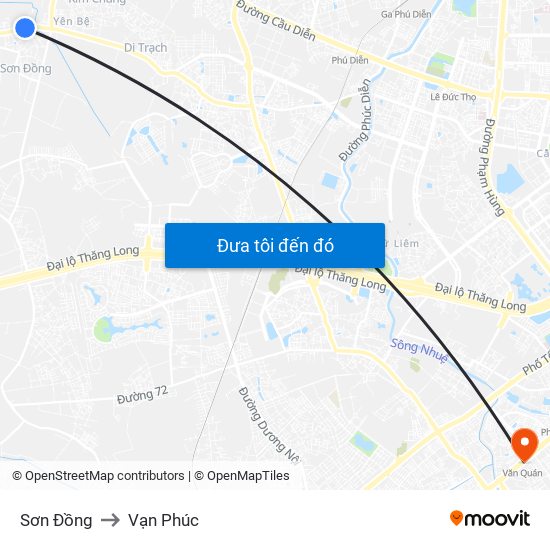 Sơn Đồng to Vạn Phúc map