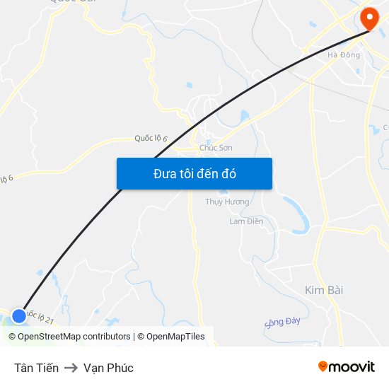 Tân Tiến to Vạn Phúc map