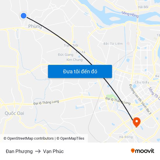 Đan Phượng to Vạn Phúc map