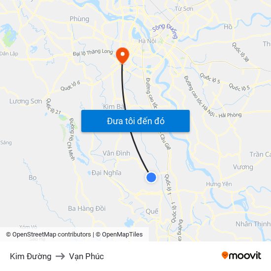 Kim Đường to Vạn Phúc map