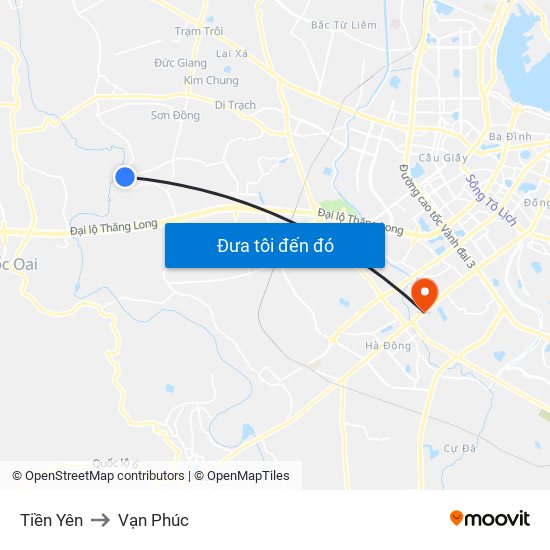 Tiền Yên to Vạn Phúc map
