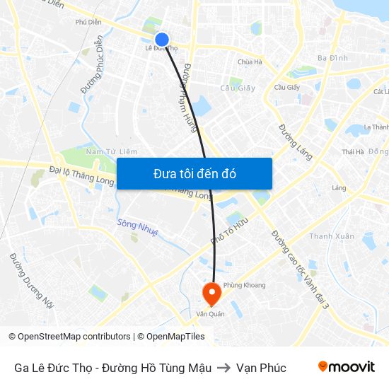 Ga Lê Đức Thọ - Đường Hồ Tùng Mậu to Vạn Phúc map