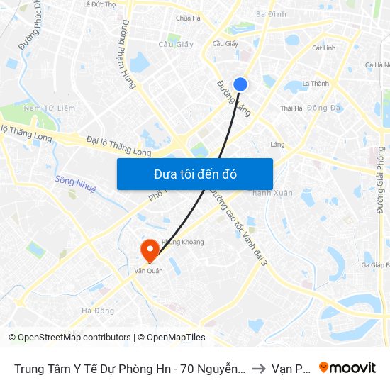 Trung Tâm Y Tế Dự Phòng Hn - 70 Nguyễn Chí Thanh to Vạn Phúc map