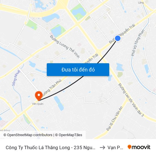Công Ty Thuốc Lá Thăng Long - 235 Nguyễn Trãi to Vạn Phúc map