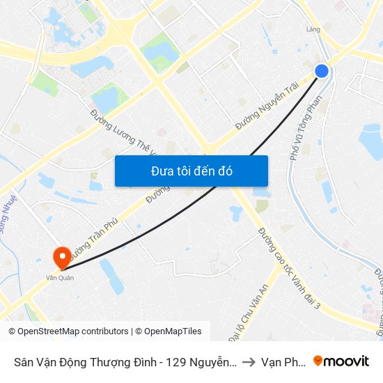 Sân Vận Động Thượng Đình - 129 Nguyễn Trãi to Vạn Phúc map