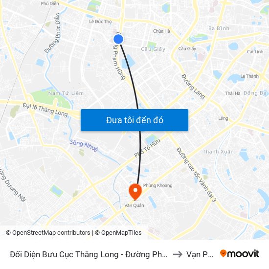 Đối Diện Bưu Cục Thăng Long - Đường Phạm Hùng to Vạn Phúc map