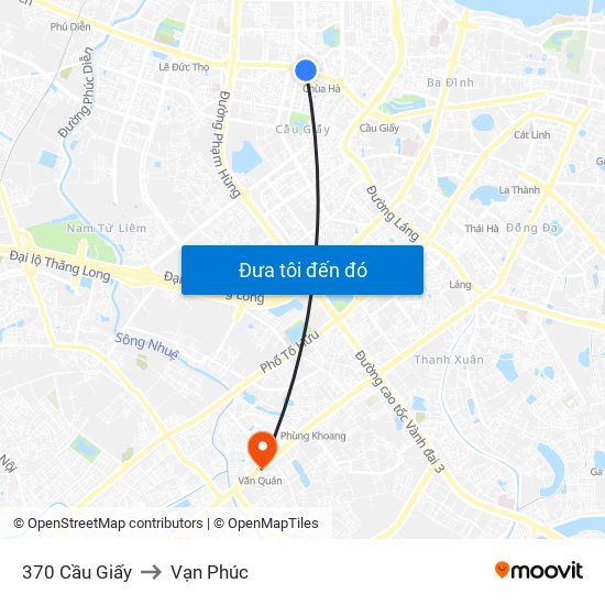 370 Cầu Giấy to Vạn Phúc map