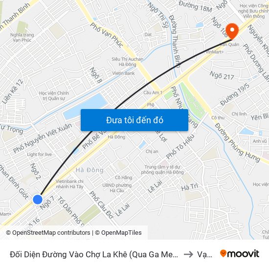 Đối Diện Đường Vào Chợ La Khê (Qua Ga Metro La Khê) - 405 Quang Trung (Hà Đông) to Vạn Phúc map