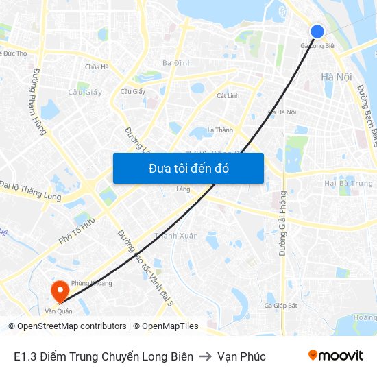 E1.3 Điểm Trung Chuyển Long Biên to Vạn Phúc map