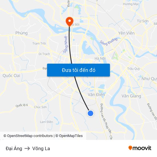 Đại Áng to Võng La map