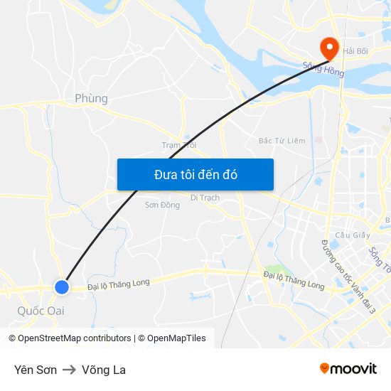 Yên Sơn to Võng La map