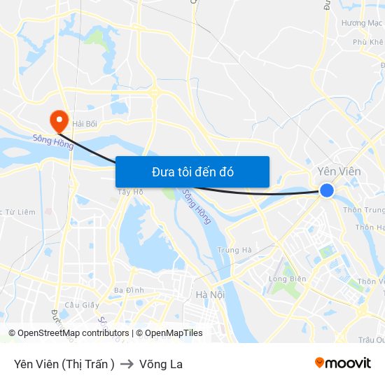 Yên Viên (Thị Trấn ) to Võng La map