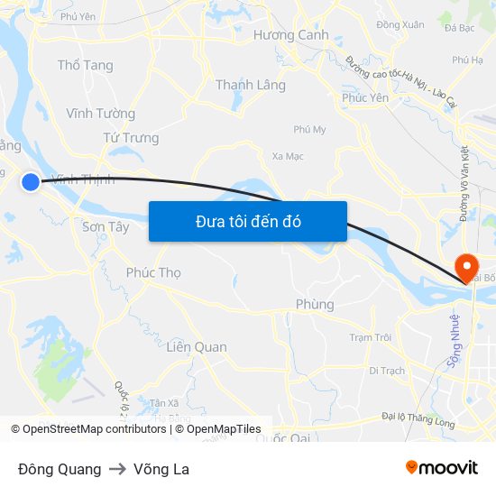 Đông Quang to Võng La map