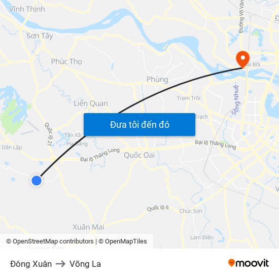 Đông Xuân to Võng La map