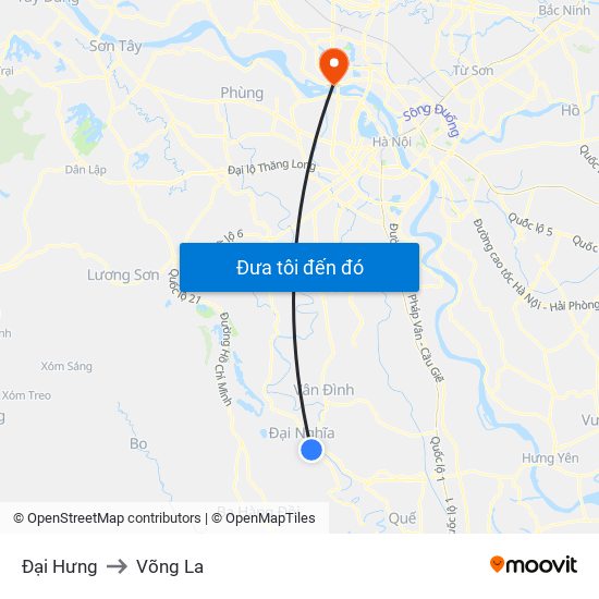 Đại Hưng to Võng La map