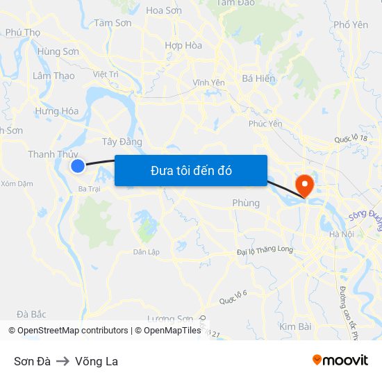 Sơn Đà to Võng La map