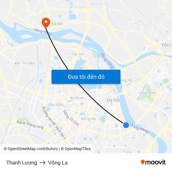 Thanh Lương to Võng La map