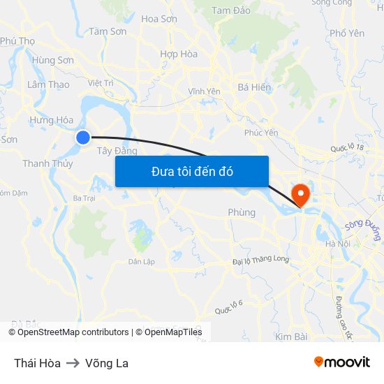 Thái Hòa to Võng La map