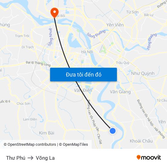 Thư Phú to Võng La map