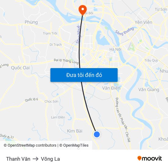 Thanh Văn to Võng La map
