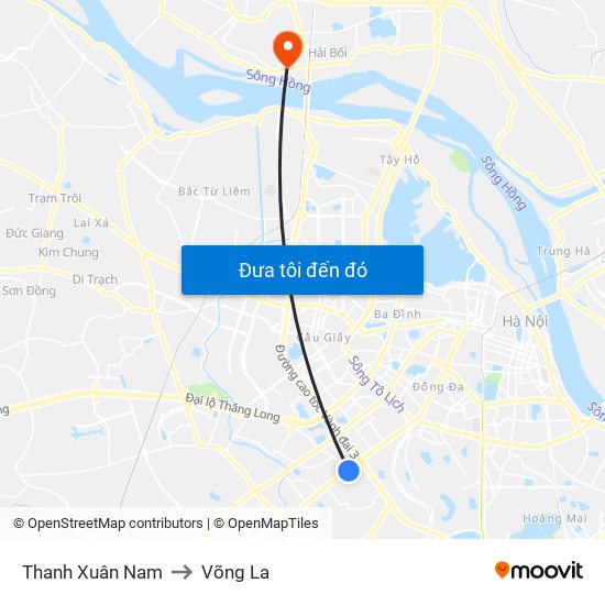 Thanh Xuân Nam to Võng La map