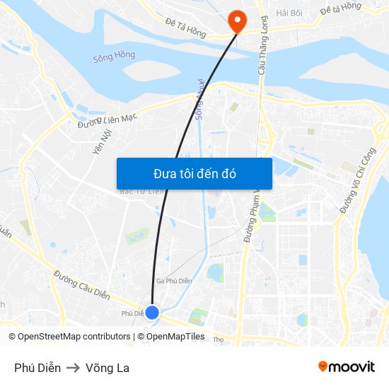 Phú Diễn to Võng La map