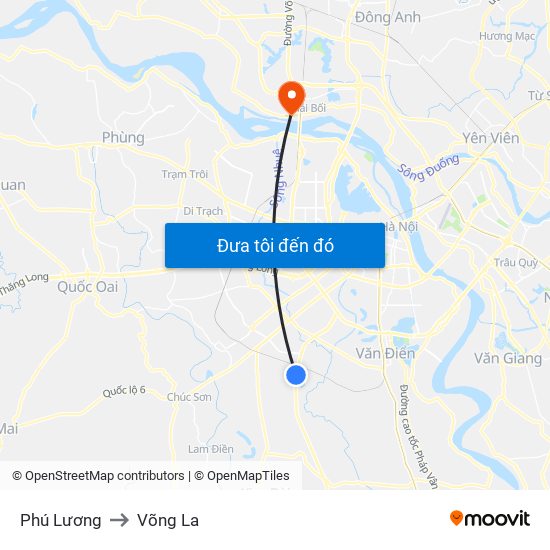 Phú Lương to Võng La map