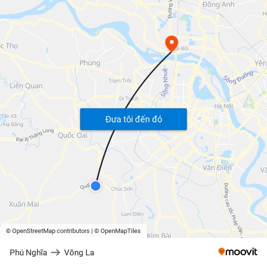 Phú Nghĩa to Võng La map