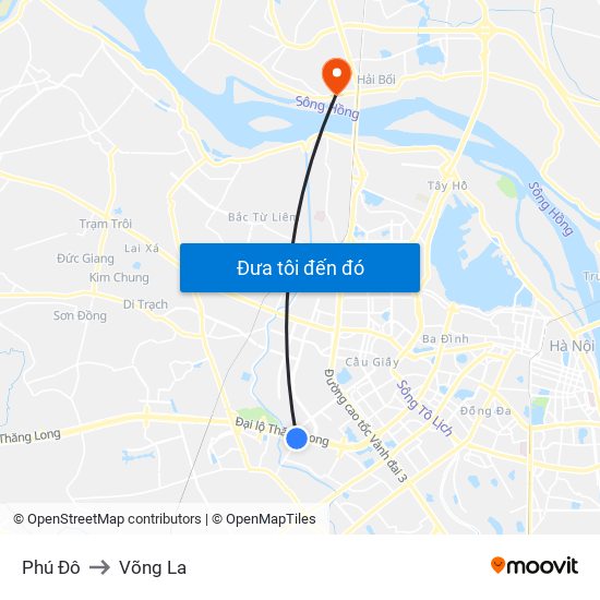 Phú Đô to Võng La map