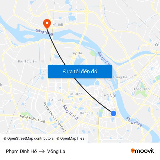 Phạm Đình Hổ to Võng La map