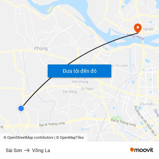Sài Sơn to Võng La map