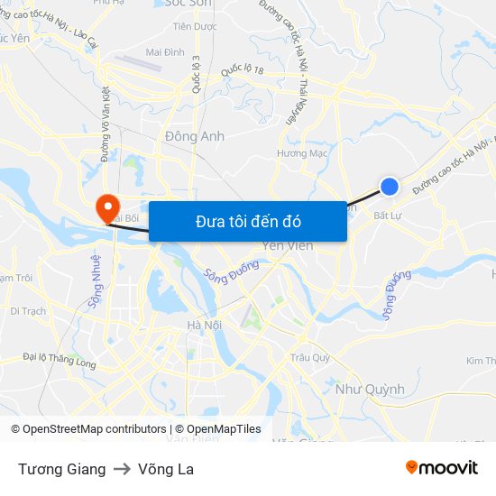 Tương Giang to Võng La map