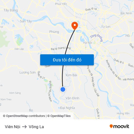 Viên Nội to Võng La map