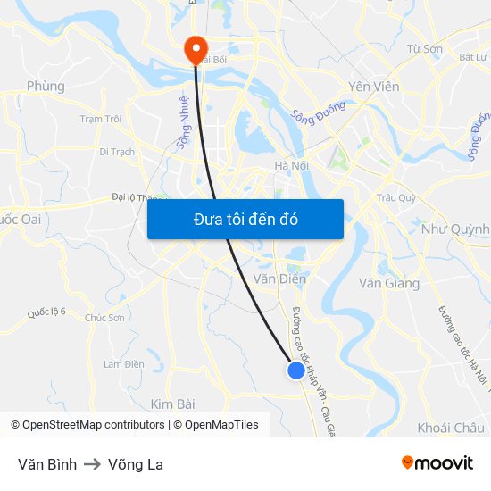 Văn Bình to Võng La map