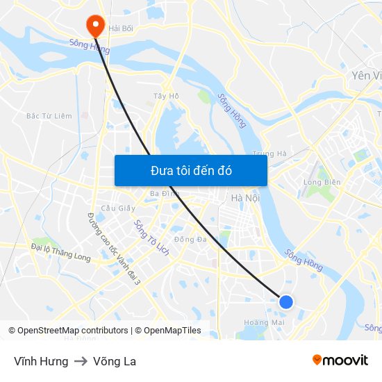 Vĩnh Hưng to Võng La map