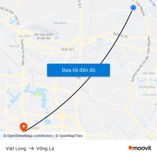 Việt Long to Võng La map