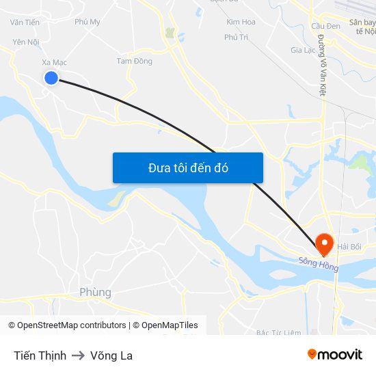 Tiến Thịnh to Võng La map