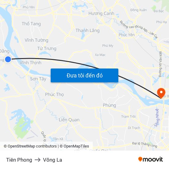 Tiên Phong to Võng La map