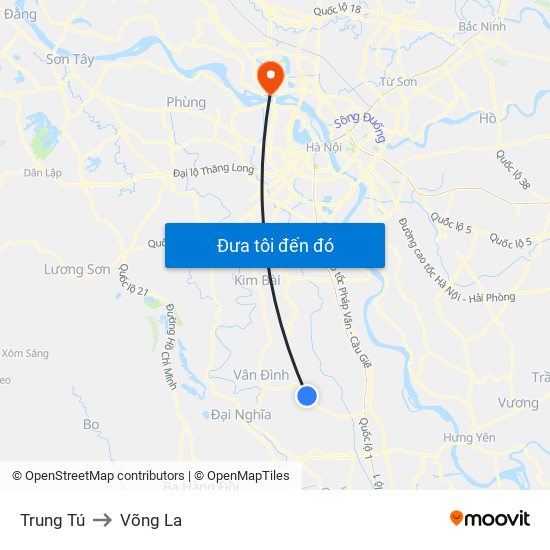 Trung Tú to Võng La map